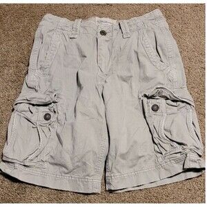 American Eagle Cargo Shorts Mens 30 Khaki Beige 100% Cotton Classic Length (A002